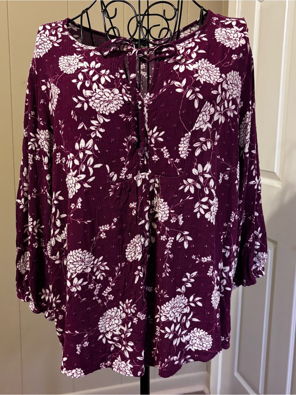 Papermoon Plum Floral Tie-Neck Tunic